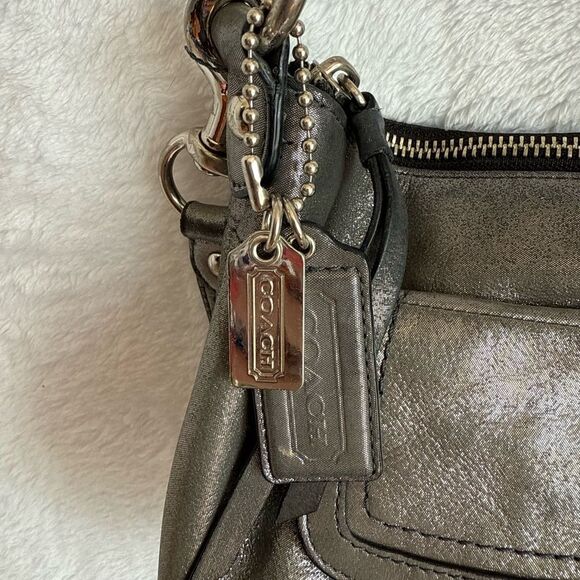 Coach Metallic Silver Poppy 2-Way Bag - Picture 2 of 11